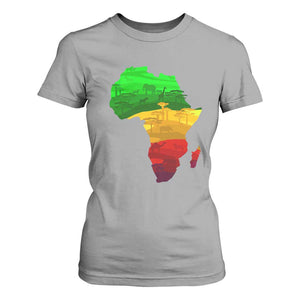 Africa Map T Shirt For Women Green Yellow Red African Pride