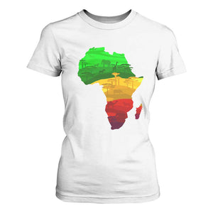 Africa Map T Shirt For Women Green Yellow Red African Pride