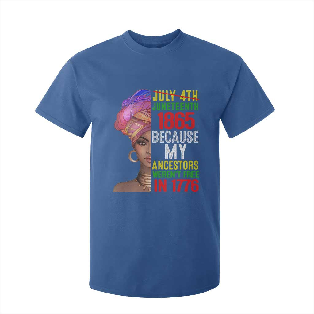 Black Queen Juneteenth 1865 T Shirt For Kid Because My Ancestors Weren't Free in 1776
