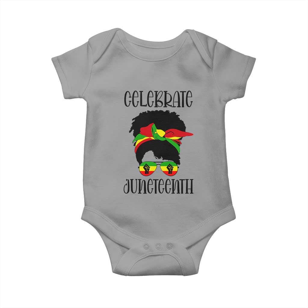 Black Women Baby Onesie Celebrate Juneteenth Messy Bun