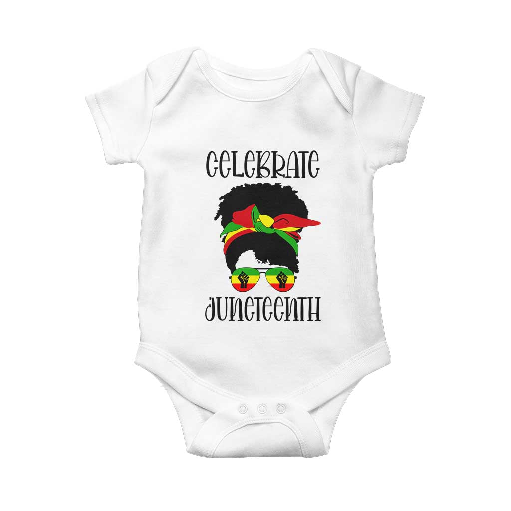 Black Women Baby Onesie Celebrate Juneteenth Messy Bun