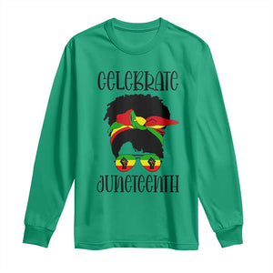 Black Women Long Sleeve Shirt Celebrate Juneteenth Messy Bun