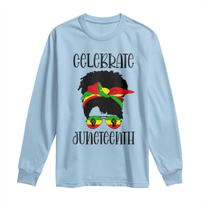 Black Women Long Sleeve Shirt Celebrate Juneteenth Messy Bun