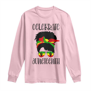 Black Women Long Sleeve Shirt Celebrate Juneteenth Messy Bun