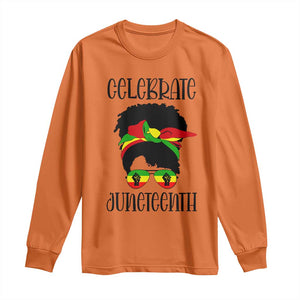 Black Women Long Sleeve Shirt Celebrate Juneteenth Messy Bun