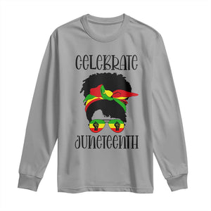 Black Women Long Sleeve Shirt Celebrate Juneteenth Messy Bun