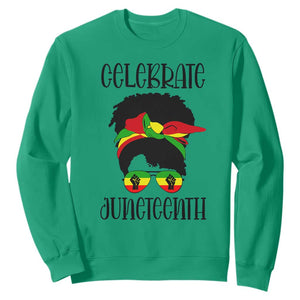 Black Women Sweatshirt Celebrate Juneteenth Messy Bun