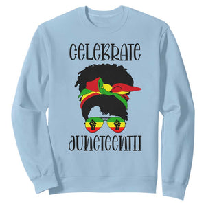 Black Women Sweatshirt Celebrate Juneteenth Messy Bun