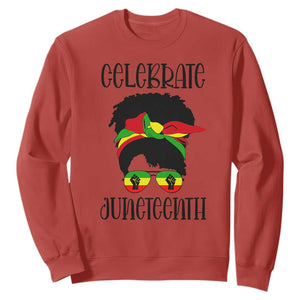 Black Women Sweatshirt Celebrate Juneteenth Messy Bun