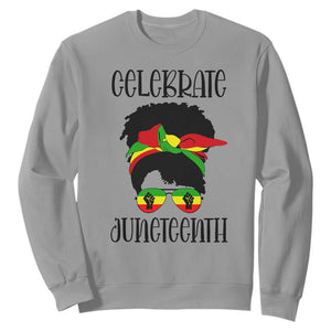 Black Women Sweatshirt Celebrate Juneteenth Messy Bun