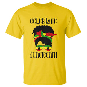 Black Women T Shirt Celebrate Juneteenth Messy Bun