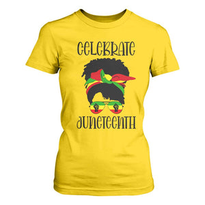 Black Women T Shirt For Women Celebrate Juneteenth Messy Bun