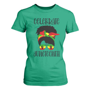 Black Women T Shirt For Women Celebrate Juneteenth Messy Bun