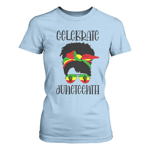 Black Women T Shirt For Women Celebrate Juneteenth Messy Bun