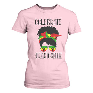 Black Women T Shirt For Women Celebrate Juneteenth Messy Bun