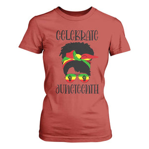 Black Women T Shirt For Women Celebrate Juneteenth Messy Bun