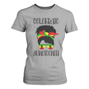 Black Women T Shirt For Women Celebrate Juneteenth Messy Bun