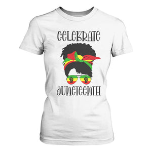 Black Women T Shirt For Women Celebrate Juneteenth Messy Bun