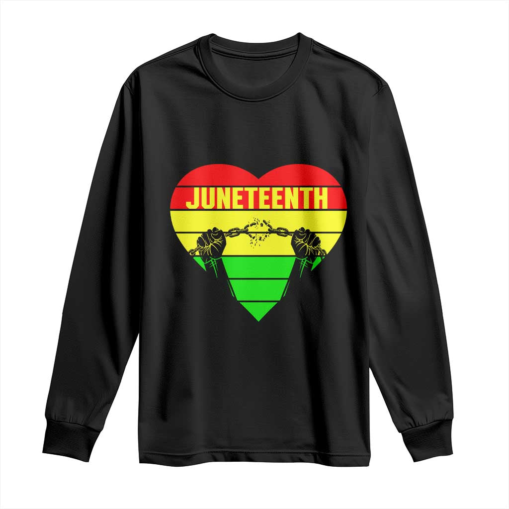 Juneteenth Long Sleeve Shirt Breaking Every Chain BHM Heart