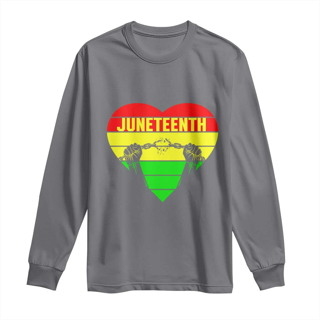Juneteenth Long Sleeve Shirt Breaking Every Chain BHM Heart