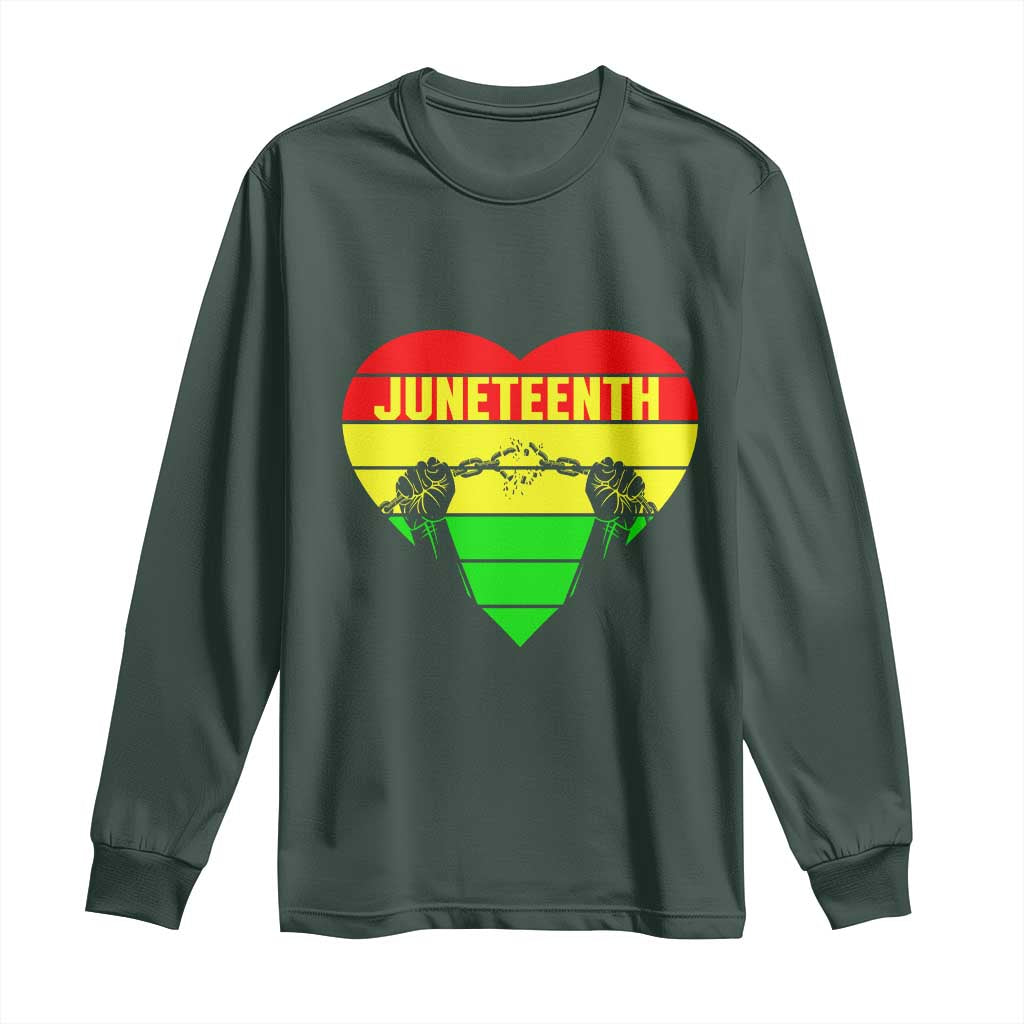 Juneteenth Long Sleeve Shirt Breaking Every Chain BHM Heart