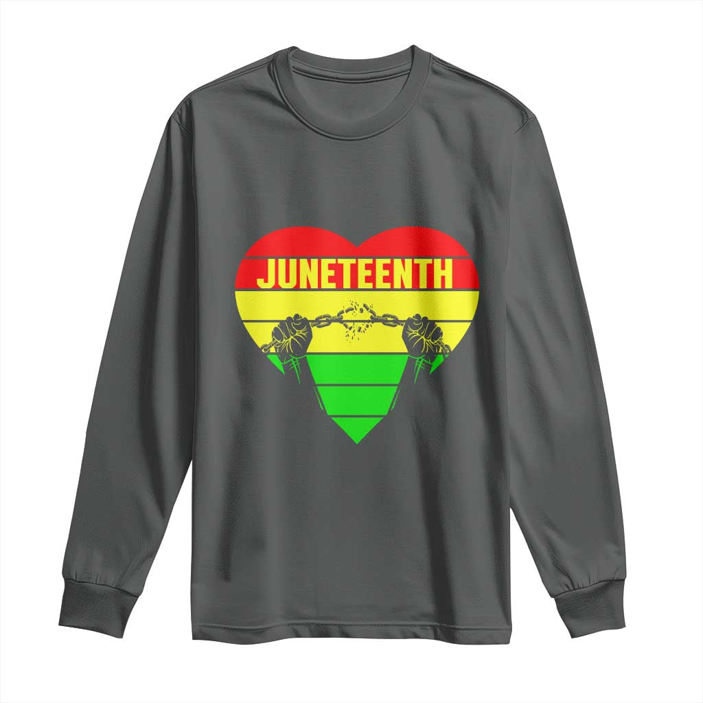 Juneteenth Long Sleeve Shirt Breaking Every Chain BHM Heart