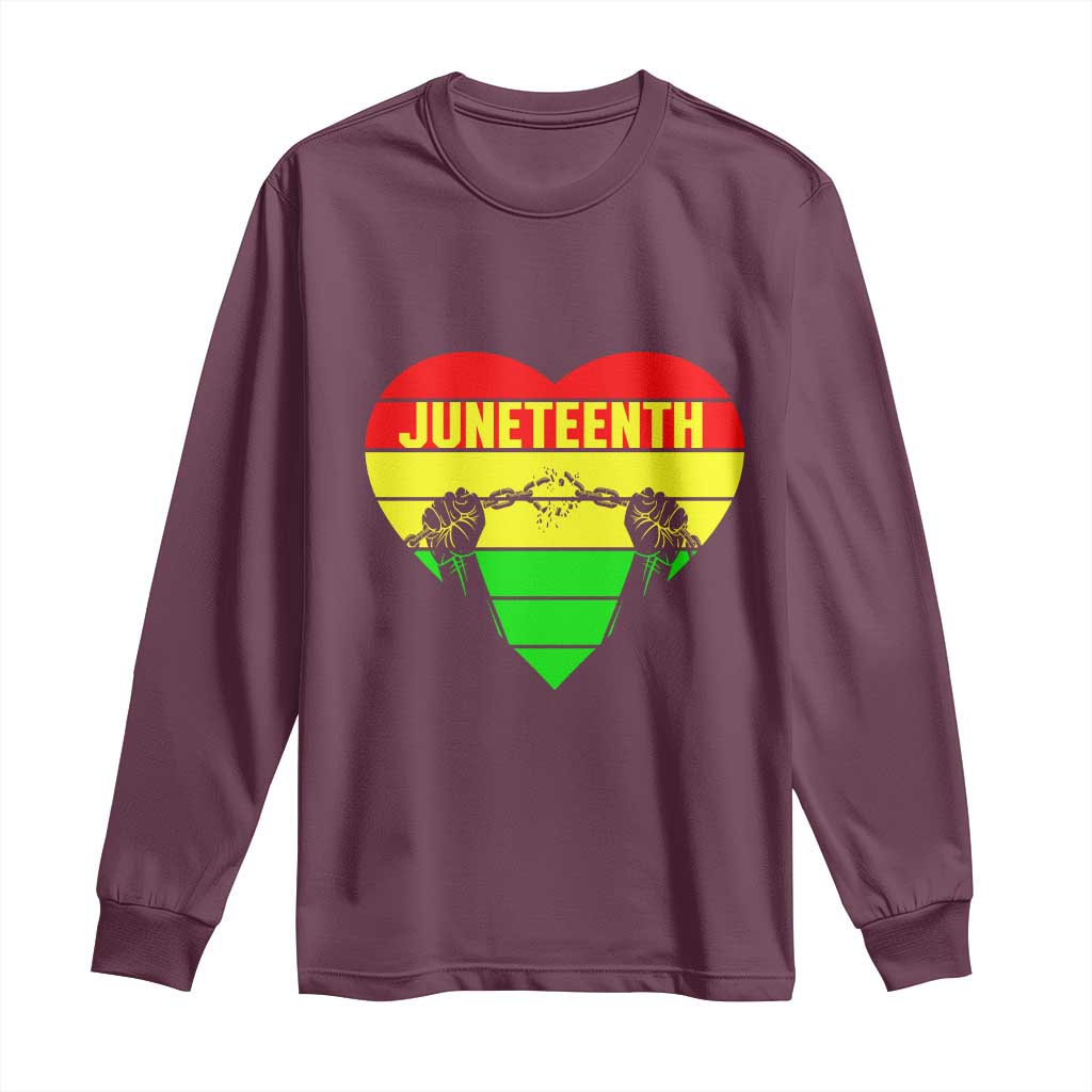 Juneteenth Long Sleeve Shirt Breaking Every Chain BHM Heart