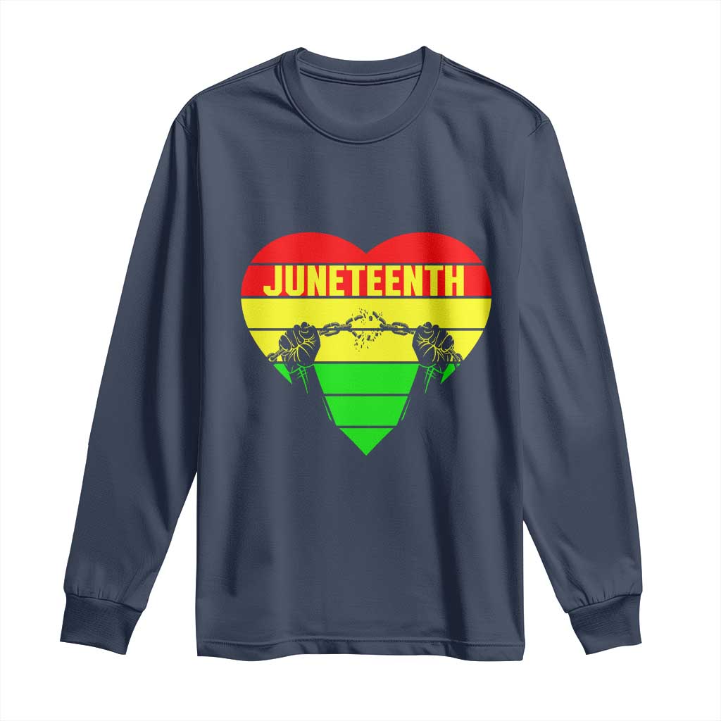 Juneteenth Long Sleeve Shirt Breaking Every Chain BHM Heart