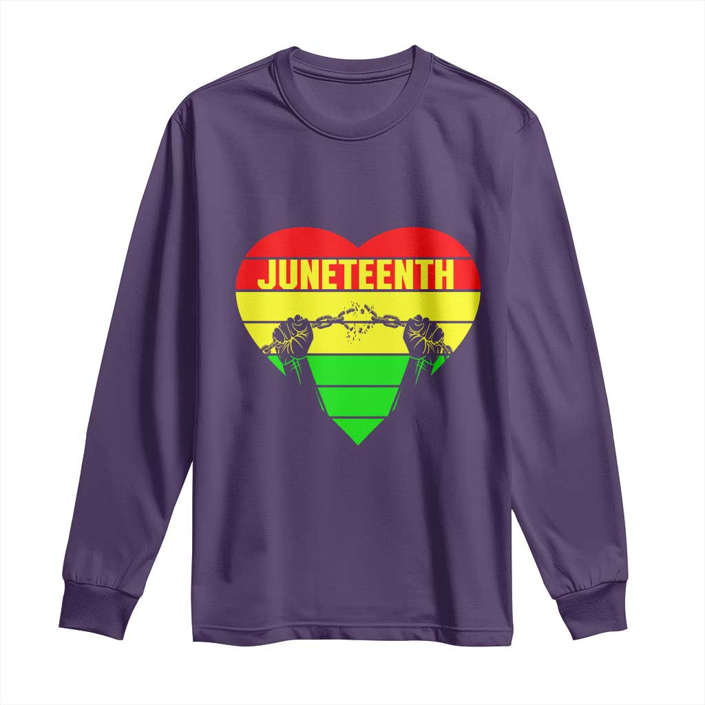 Juneteenth Long Sleeve Shirt Breaking Every Chain BHM Heart