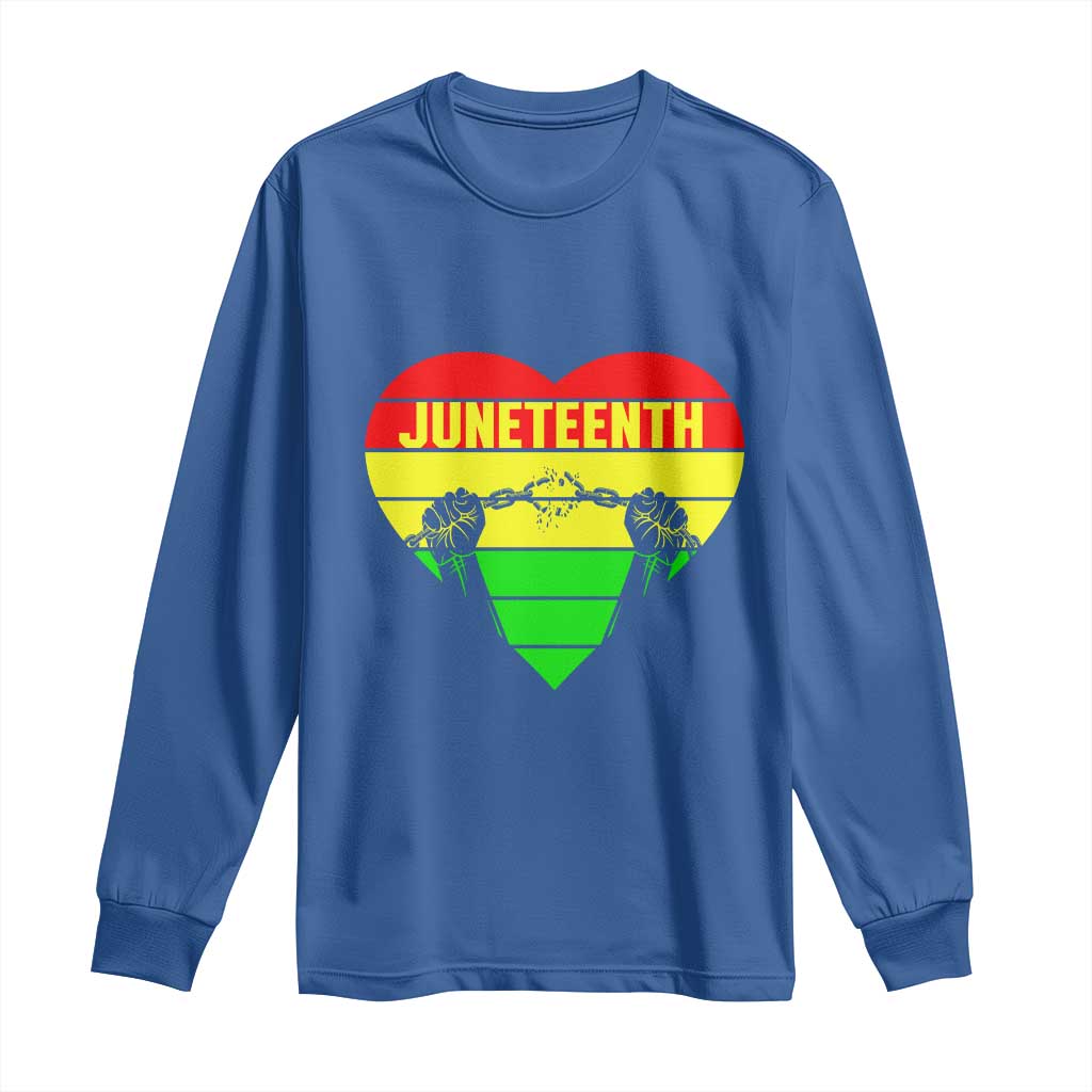 Juneteenth Long Sleeve Shirt Breaking Every Chain BHM Heart
