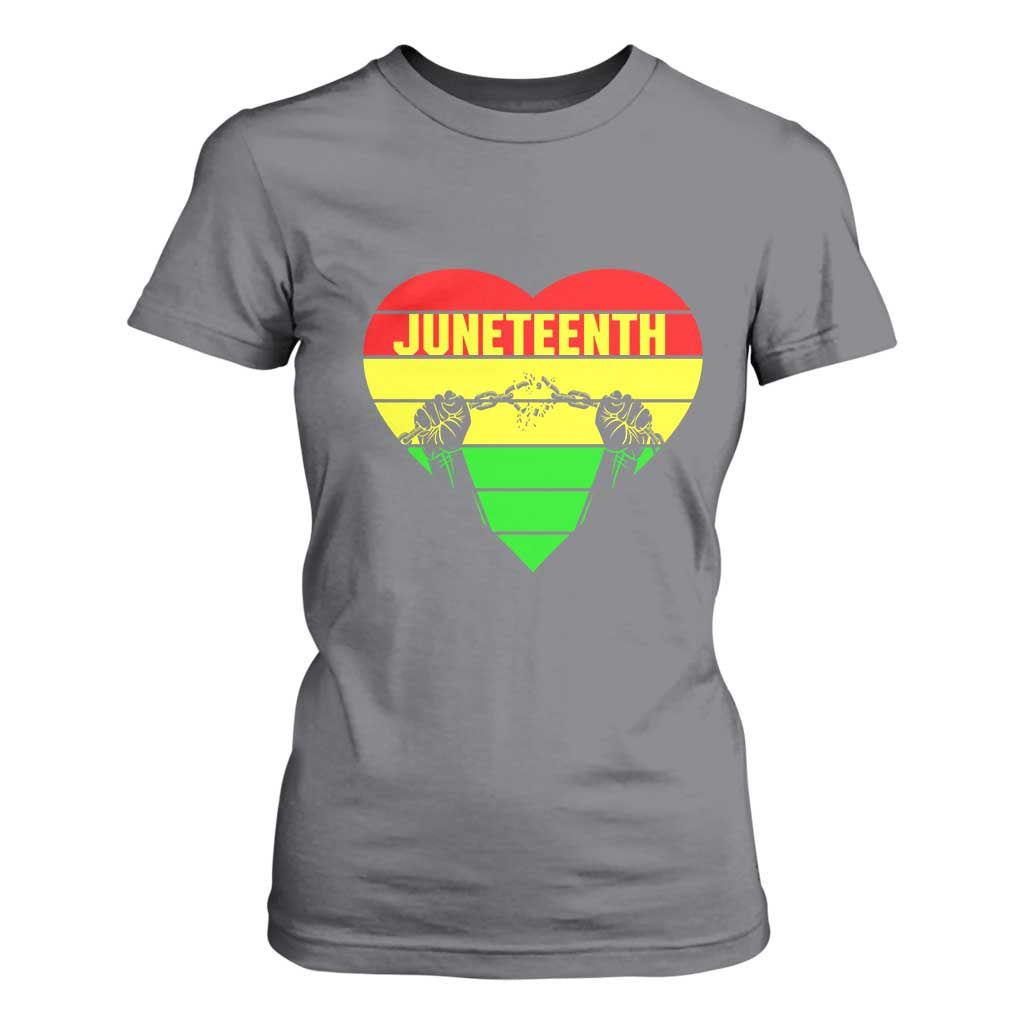 Juneteenth T Shirt For Women Breaking Every Chain BHM Heart