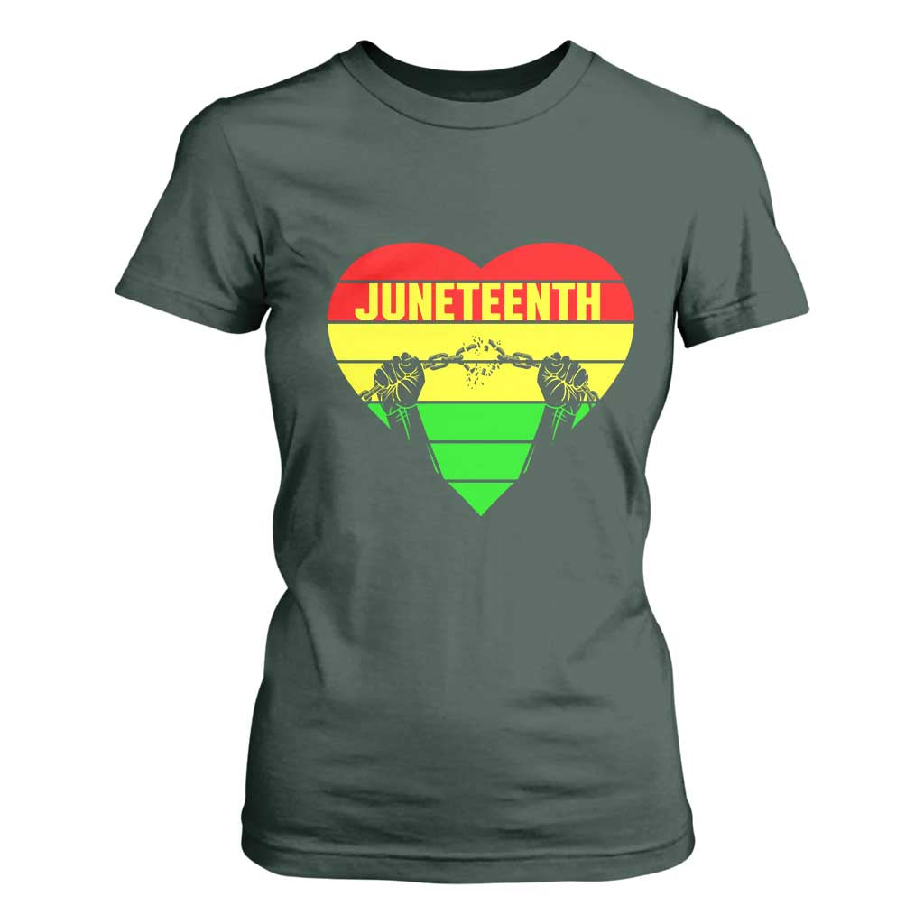 Juneteenth T Shirt For Women Breaking Every Chain BHM Heart