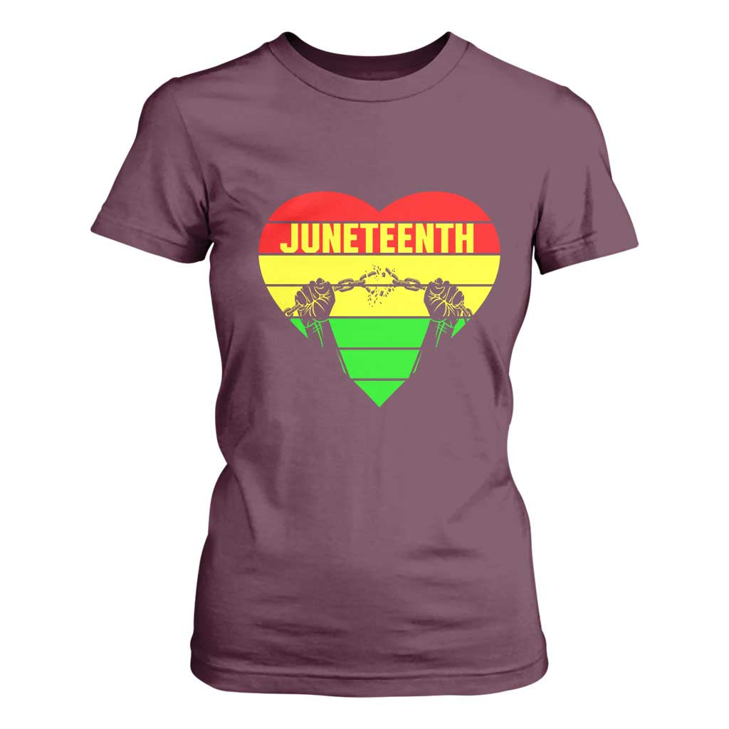 Juneteenth T Shirt For Women Breaking Every Chain BHM Heart