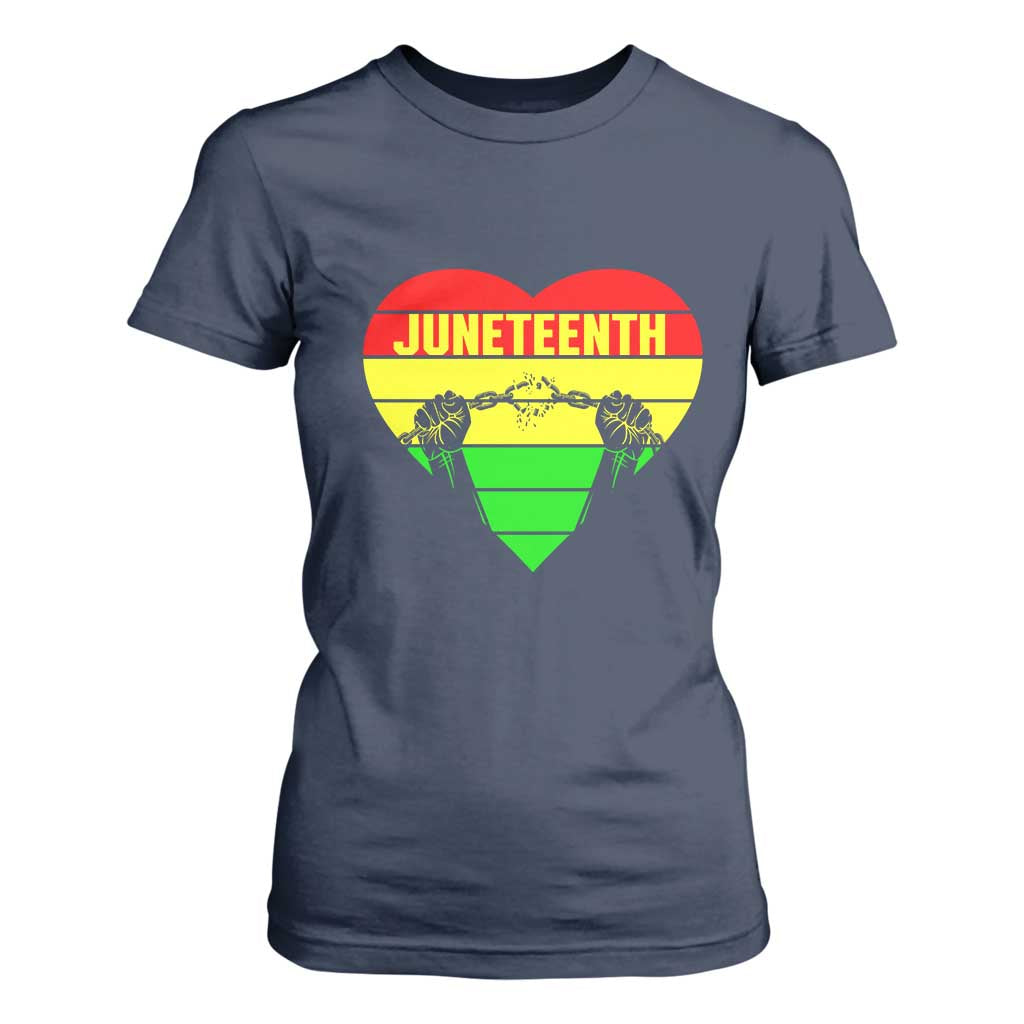 Juneteenth T Shirt For Women Breaking Every Chain BHM Heart