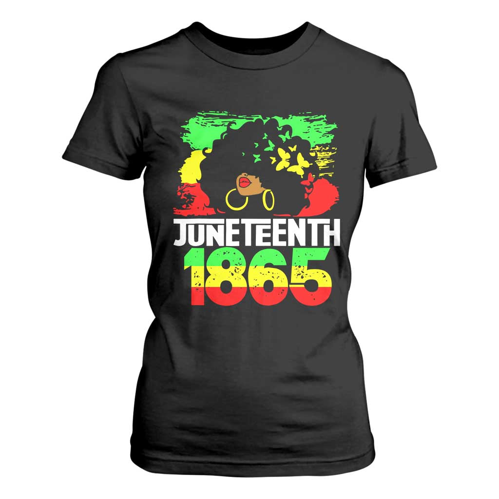 Afro Woman T Shirt For Women Juneteenth 1865 African Black Pride