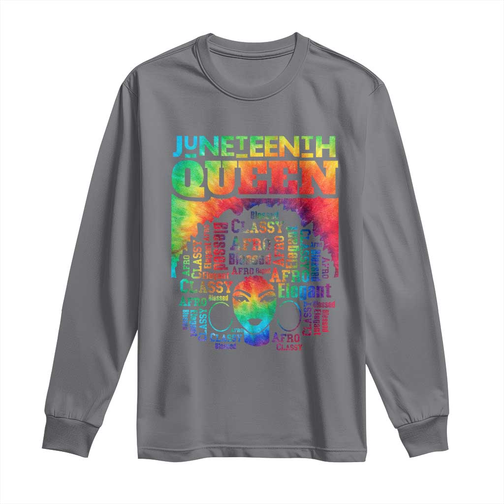 Juneteenth Afro Queen Long Sleeve Shirt Melanin Black Women Magic Tie Dye