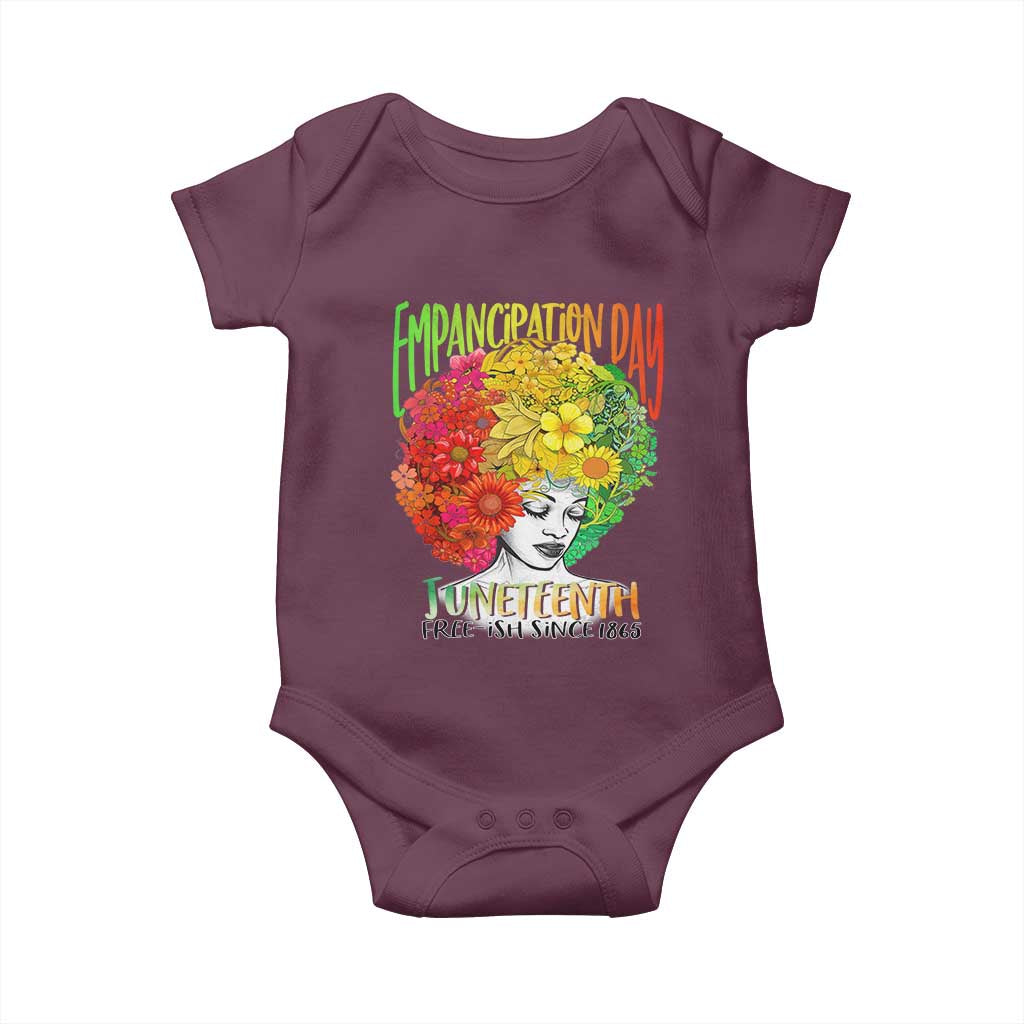 Freeish Since 1865 Juneteenth Baby Onesie Freedom Day African American June 19th Black Women Floral Hair