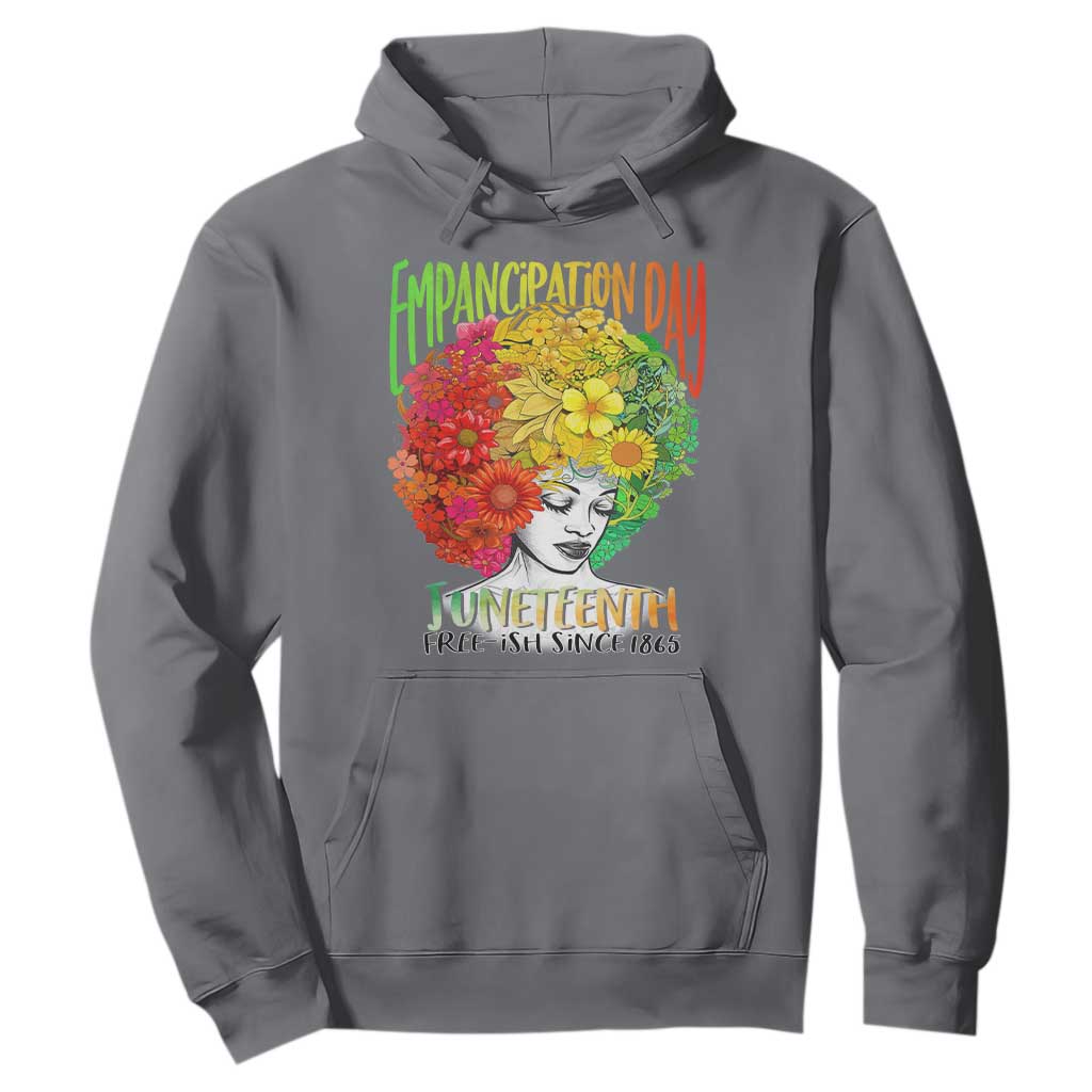 Freeish Since 1865 Juneteenth Hoodie Freedom Day African American June 19th Black Women Floral Hair