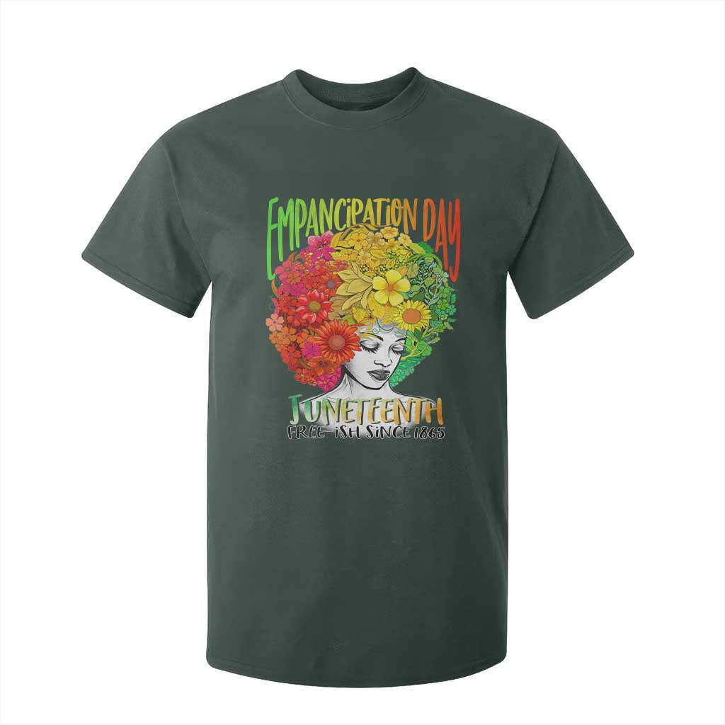 Freeish Since 1865 Juneteenth T Shirt For Kid Freedom Day African American June 19th Black Women Floral Hair