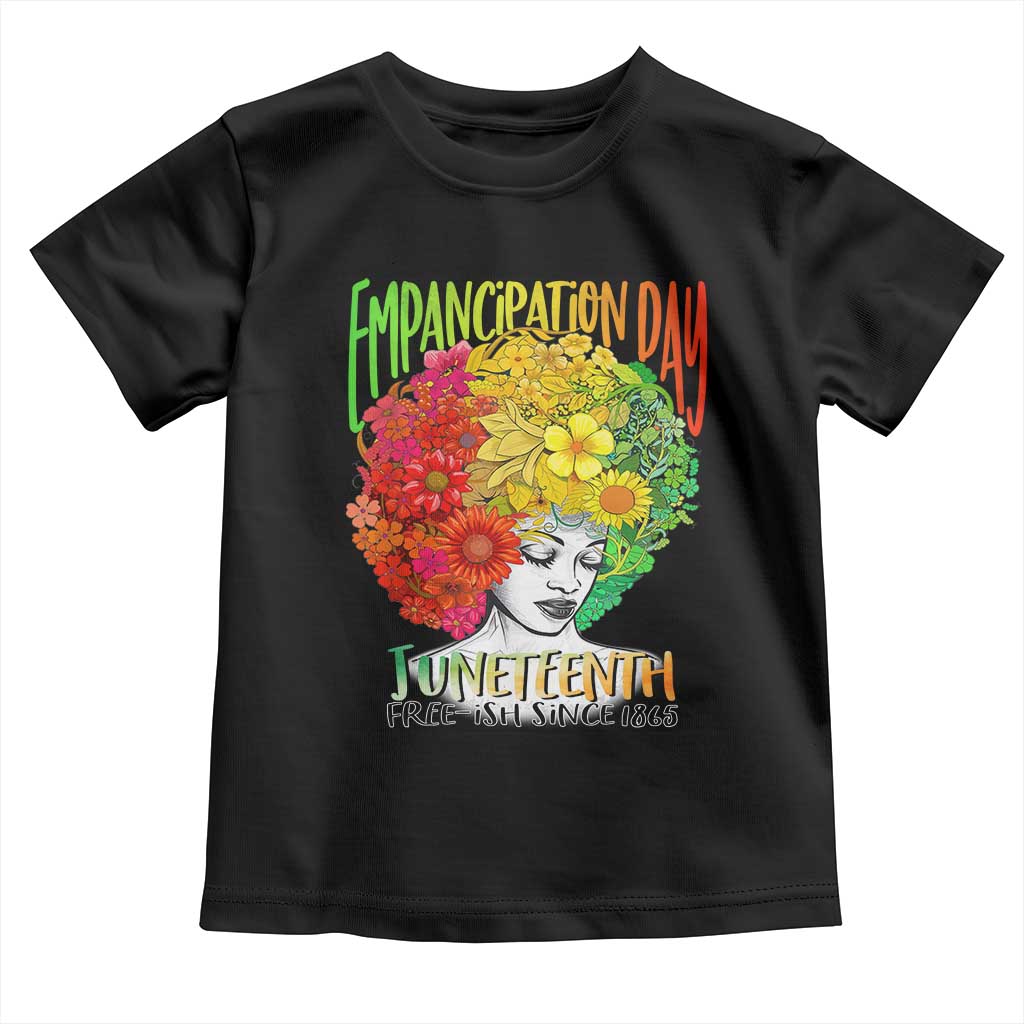 Freeish Since 1865 Juneteenth Toddler T Shirt Freedom Day African American June 19th Black Women Floral Hair
