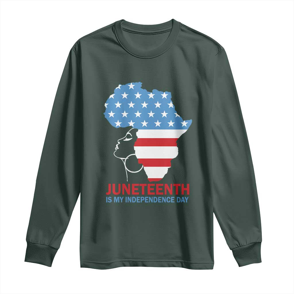 Juneteenth Is My Independence Day Long Sleeve Shirt African Woman Not 4th Of July