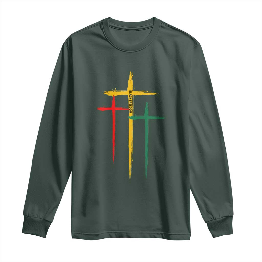 Christian Cross Juneteenth Long Sleeve Shirt African Black Freedom Day 1865