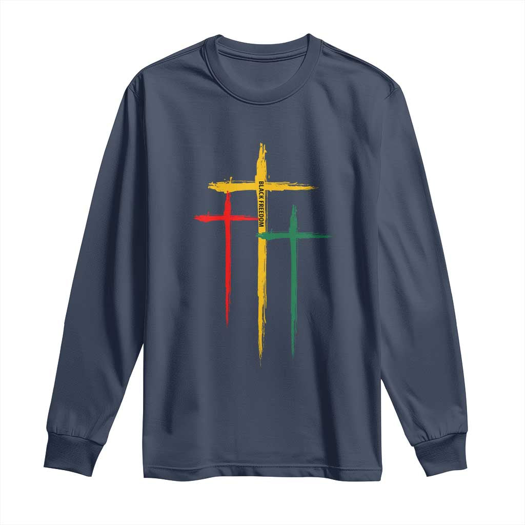 Christian Cross Juneteenth Long Sleeve Shirt African Black Freedom Day 1865
