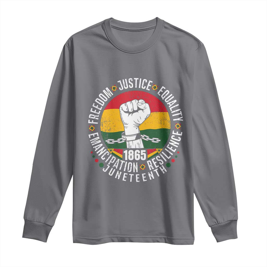 Juneteenth Raised Fist Long Sleeve Shirt Freedom Justice Equality Emancipation Resilience