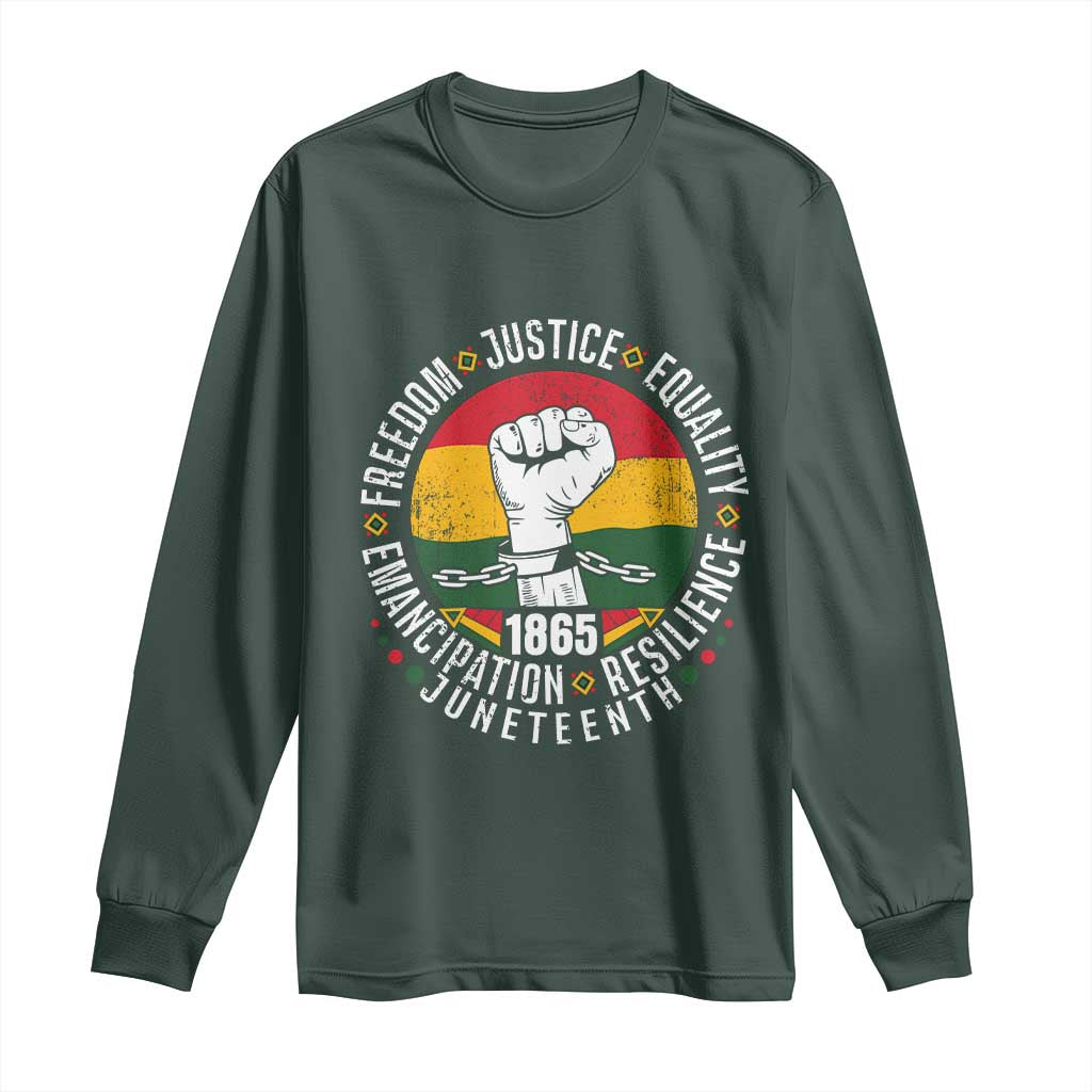 Juneteenth Raised Fist Long Sleeve Shirt Freedom Justice Equality Emancipation Resilience