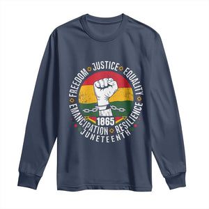 Juneteenth Raised Fist Long Sleeve Shirt Freedom Justice Equality Emancipation Resilience