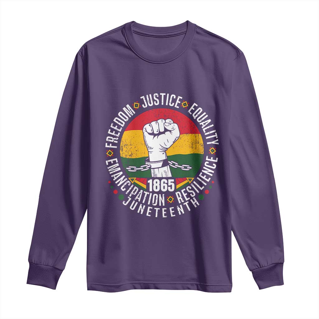 Juneteenth Raised Fist Long Sleeve Shirt Freedom Justice Equality Emancipation Resilience