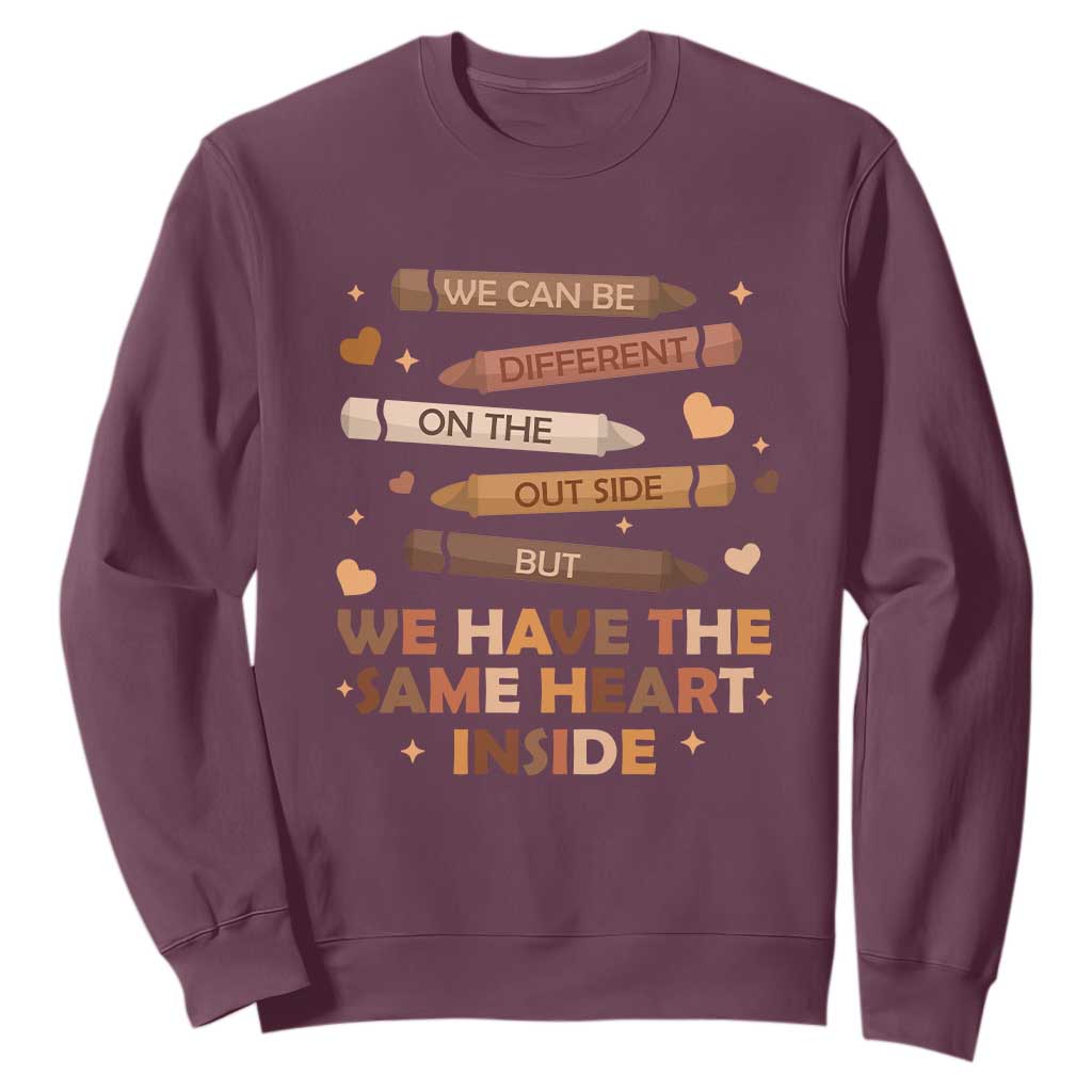 Black Pride Teaching Sweatshirt For Teacher We Have The Same Heart Inside BHM African American