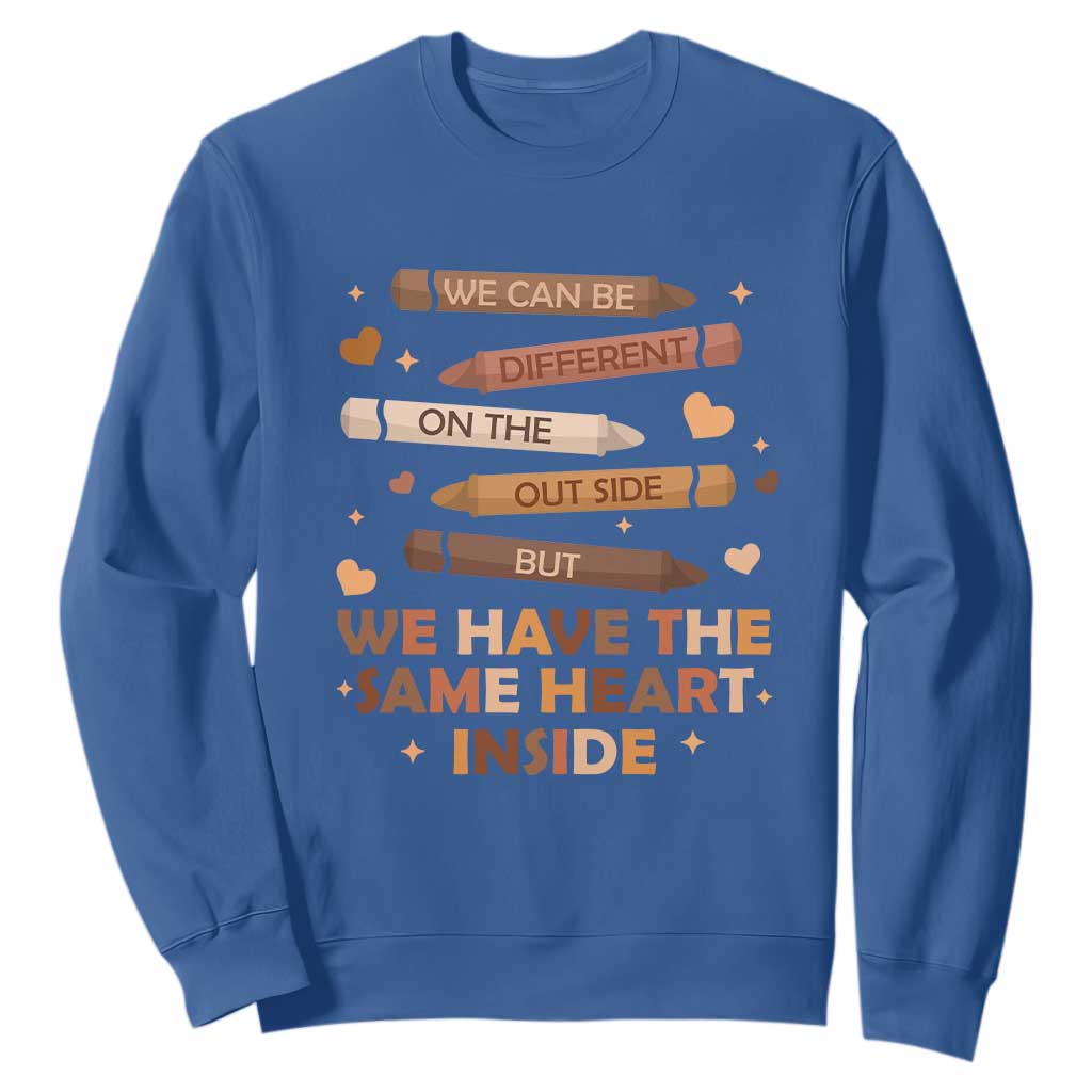 Black Pride Teaching Sweatshirt For Teacher We Have The Same Heart Inside BHM African American