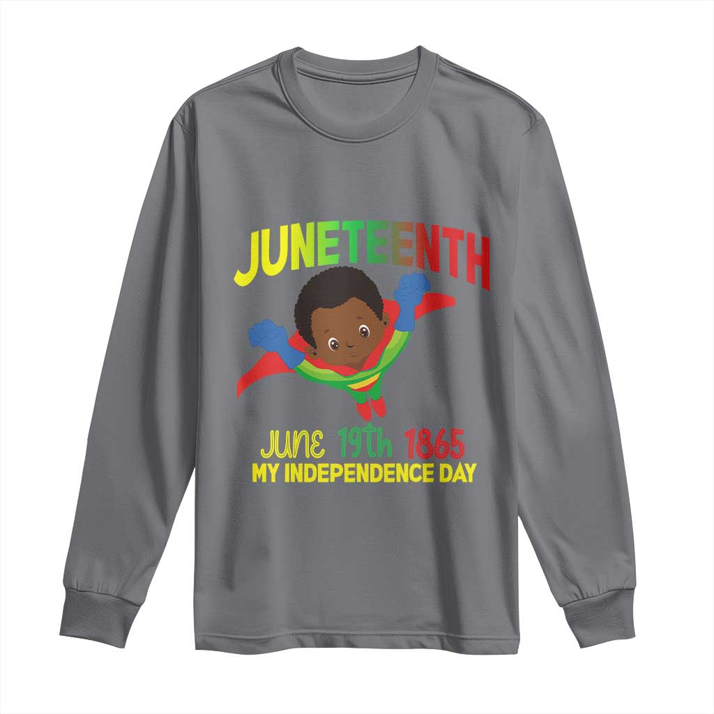 Juneteenth Is My Independence Day Long Sleeve Shirt Super Hero Black Boy